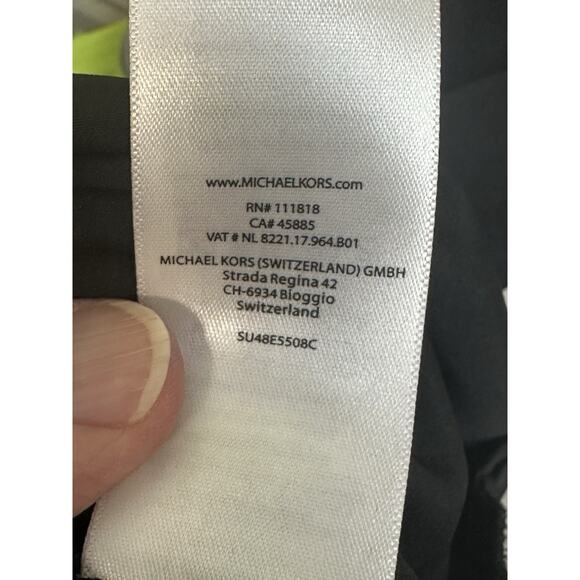 Michael Kors Maxi Black W/ Neon Geometric Design Drawstrings Stunning Dress Sz 8 - Picture 14 of 16